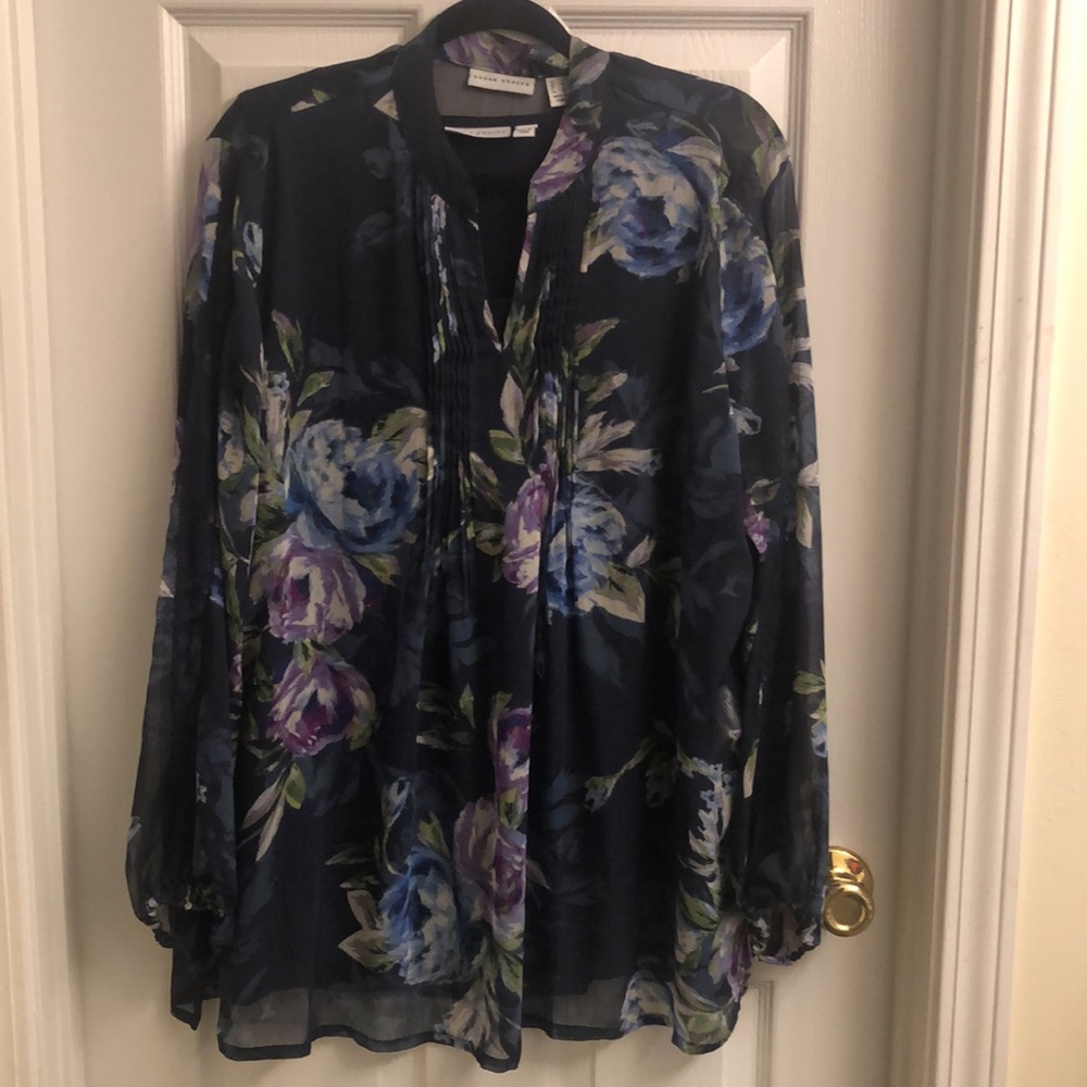 Graver Printed Sheer Chiffon Tunic Set w/  Lace
